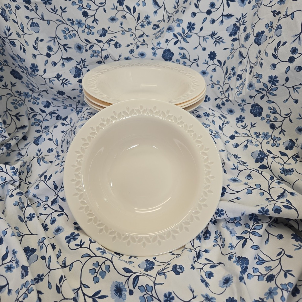 Ikea Paradisisk Glass Bowl Set Of 5 Leaf Pattern Edges Soft Pink Coral Wide Edge